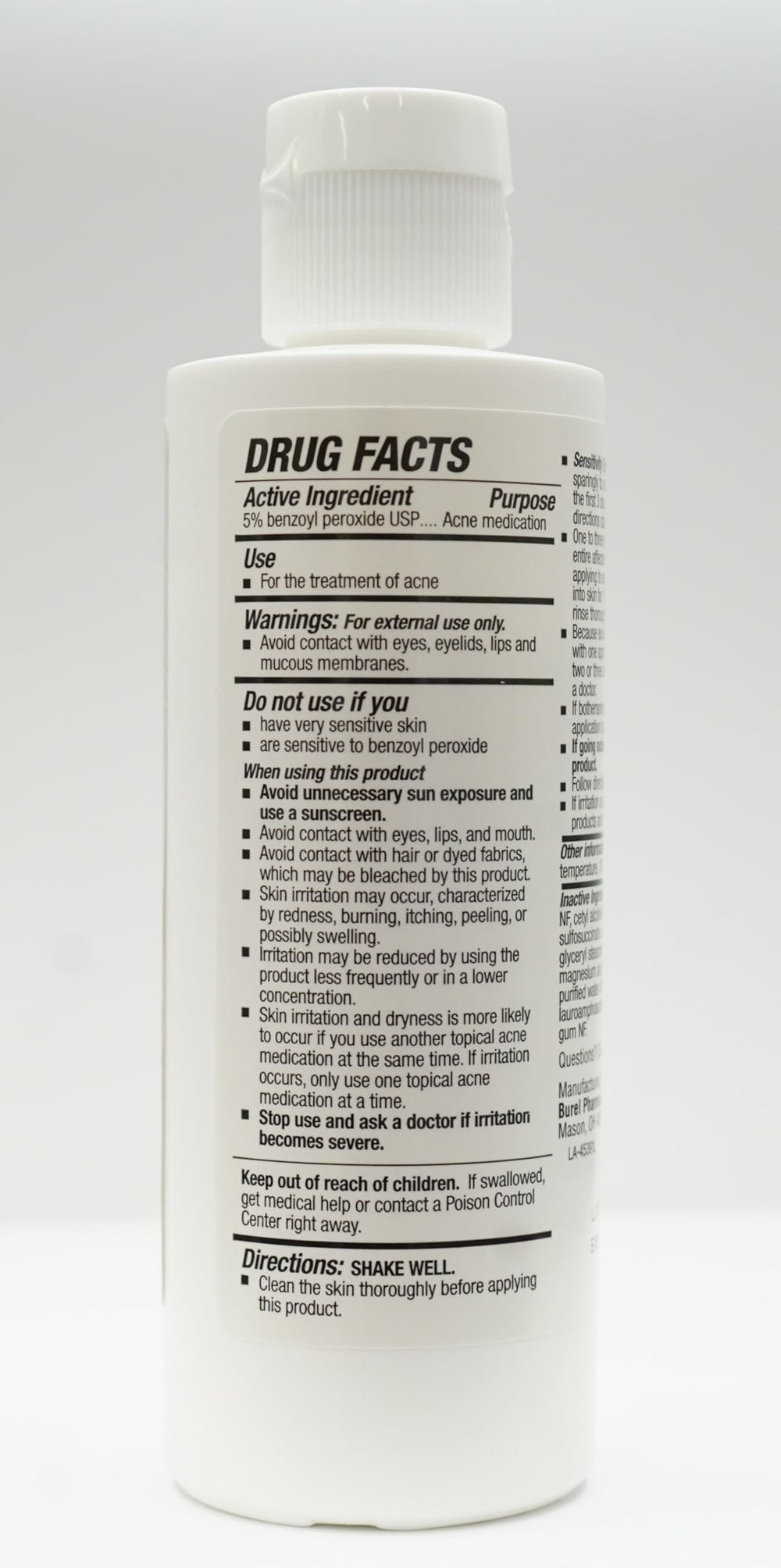 BurelPharma benzoyl peroxide face wash foamy-lather ready for gentle cleansing.