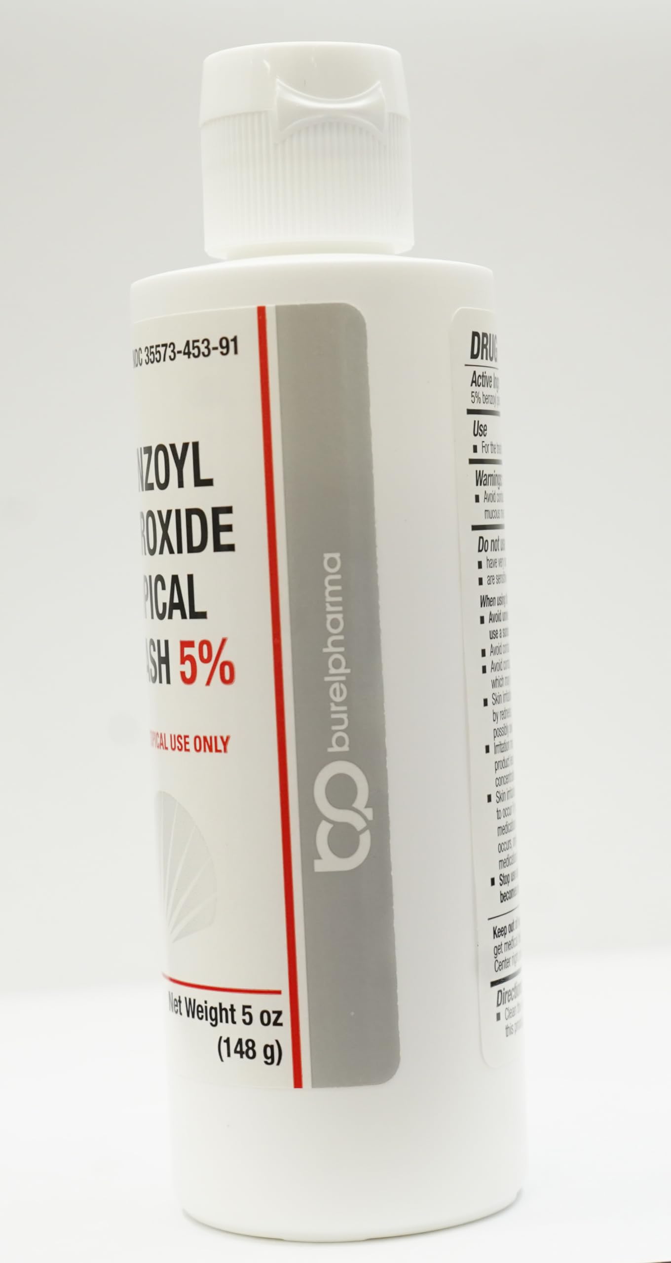 BurelPharma benzoyl peroxide face wash packaging box with 5 oz bottle.