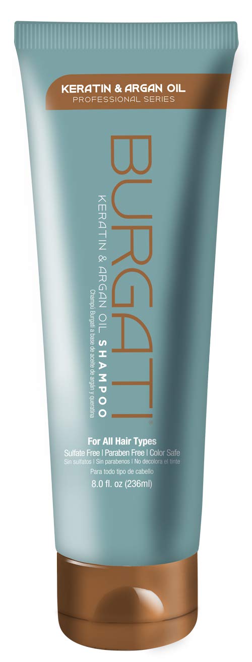 Burgati Moroccan Argan Oil Shampoo bottle with color-safe cleansing formula.