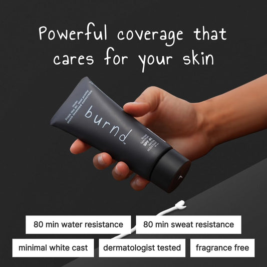 burnd SPF41 application texture demonstrates smooth non-greasy finish ideal for the face