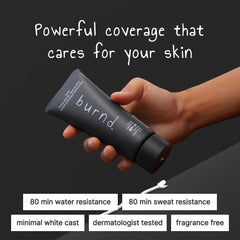 burnd SPF41 application texture demonstrates smooth non-greasy finish ideal for the face
