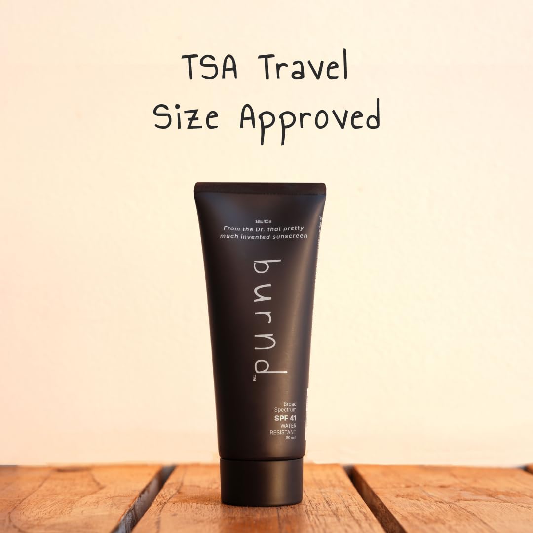burnd SPF41 fragrance-free label emphasizes gentle care for sensitive skin