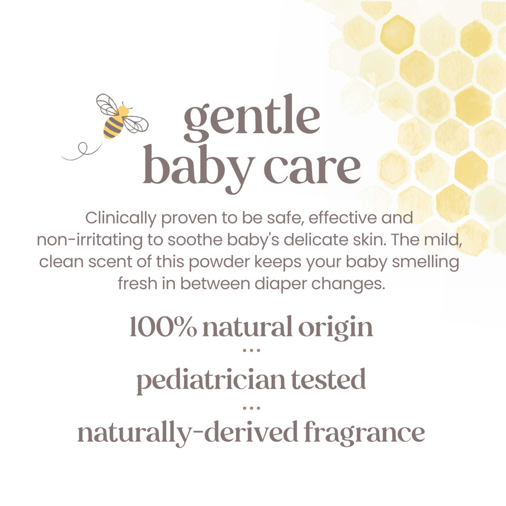 Bath-time setup featuring Burt's Bees Baby Dusting Powder