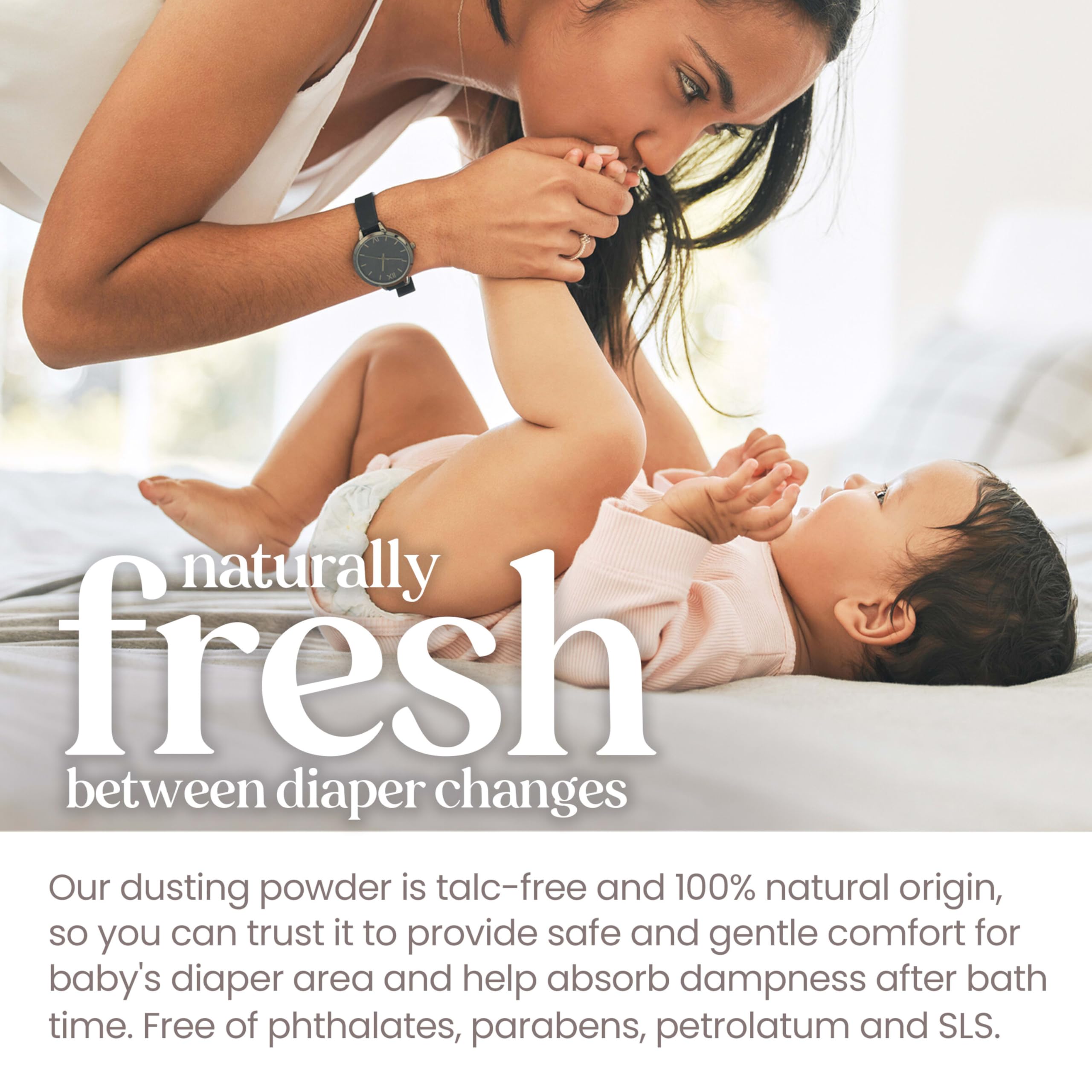 Diaper bag scene with Burt's Bees Baby Dusting Powder for on-the-go care