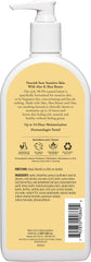 Burt's Bees lotion being applied smoothly for sensitive skin, fragrance-free and fast-absorbing