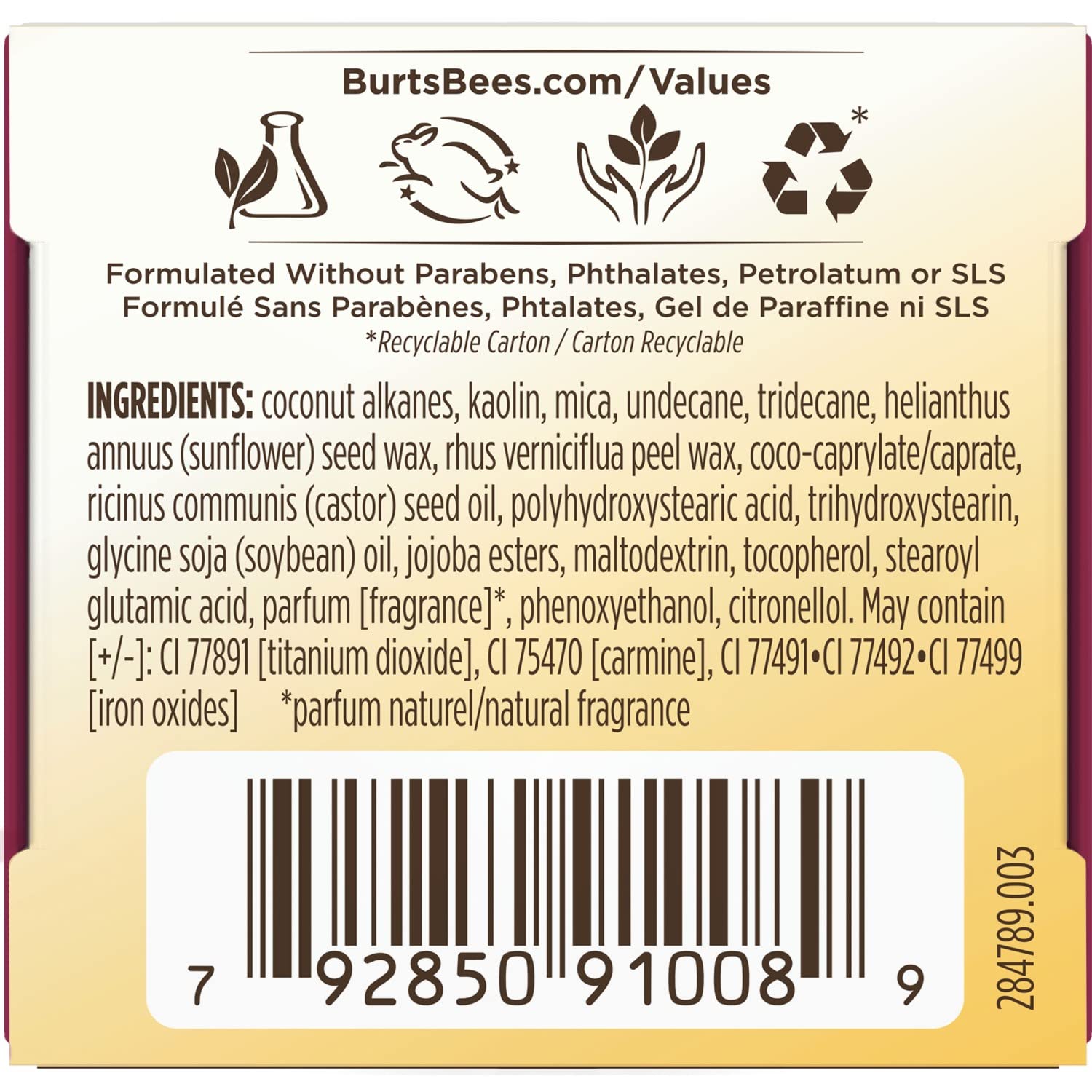 Natural-origin formula in Burt's Bees Color Nurture Cream Blush