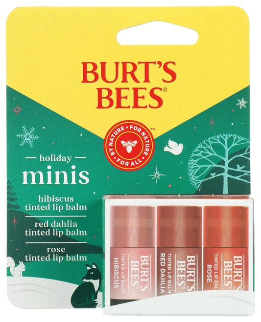 Burt's Bees Holiday Minis Lip Balm 3-pack front view for gift-ready appeal.