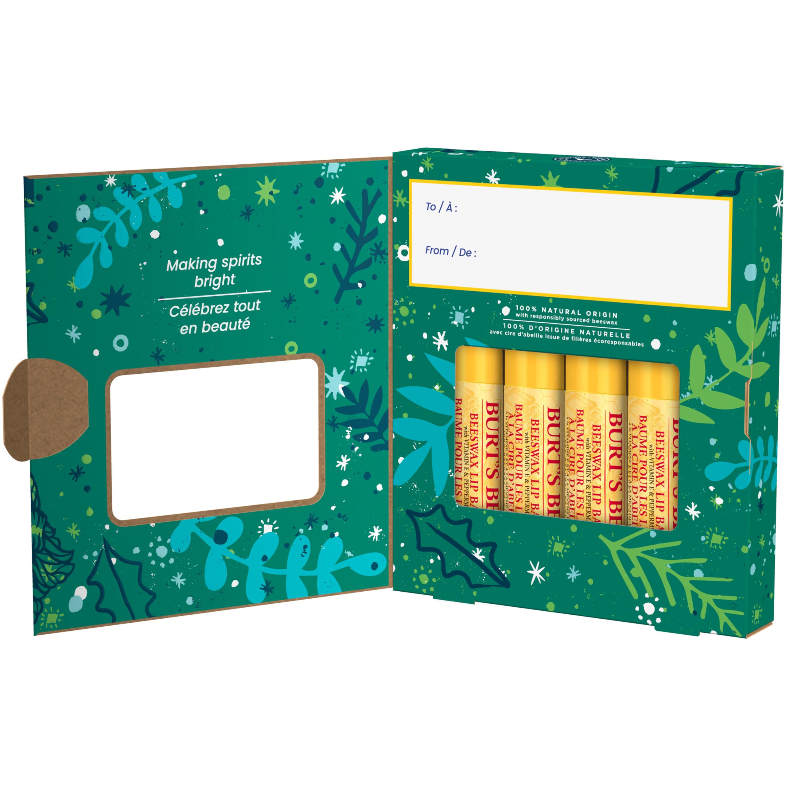 Burts Bees lip balm clean ingredients highlighted for purity.