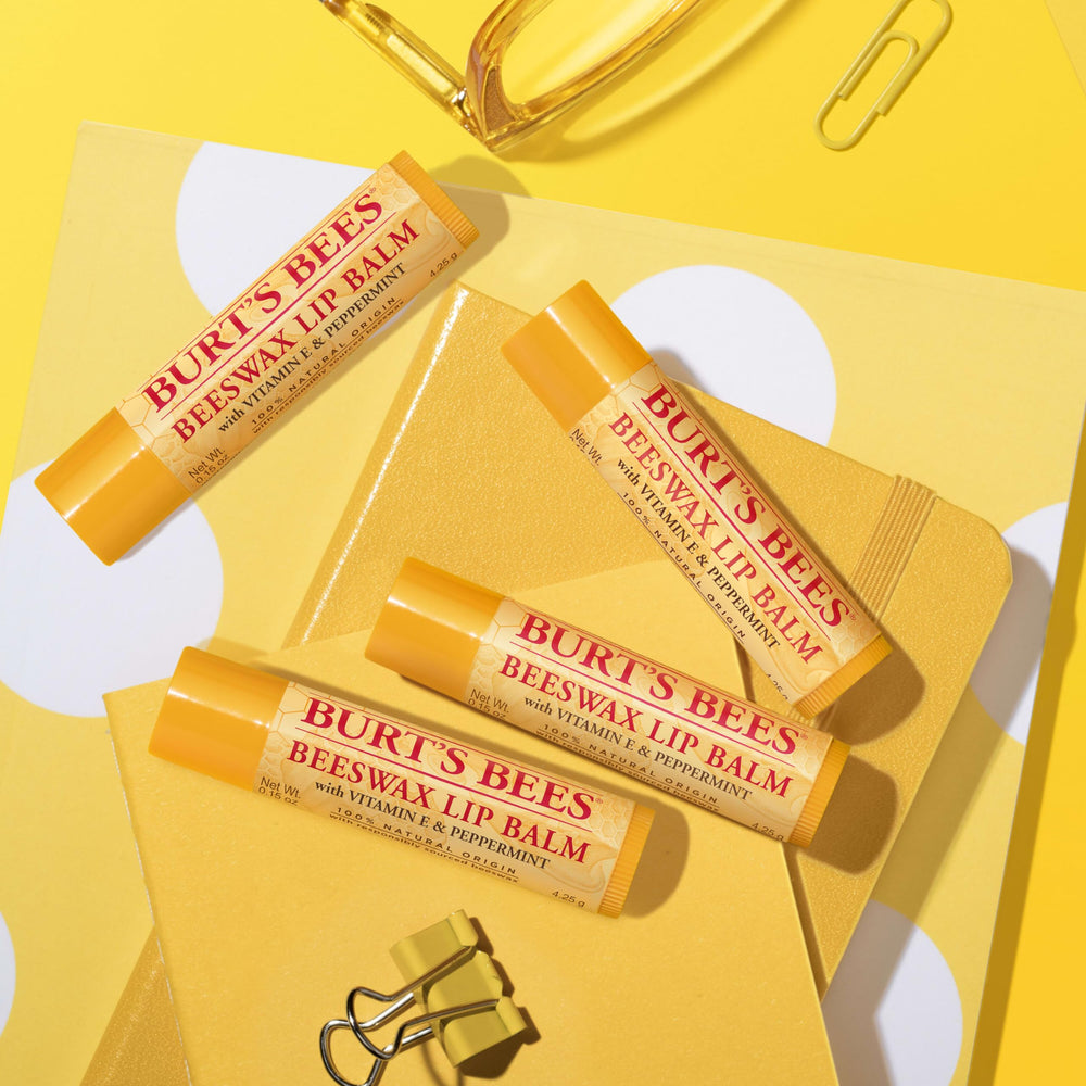 Beeswax-based conditioning with Burt's Bees Lip Balm Original Beeswax formula.