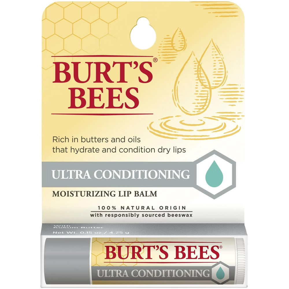 Burt's Bees Lip Balm Ultra Conditioning Kokum Butter five-pack displayed for on-the-go moisture