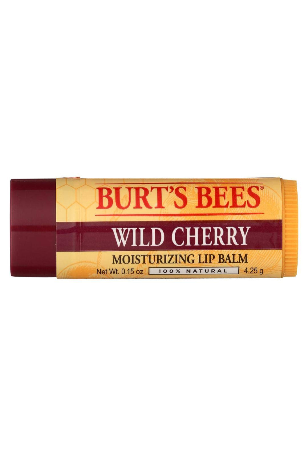 Burt's Bees Wild Cherry lip balm tube supports daily portable lip care