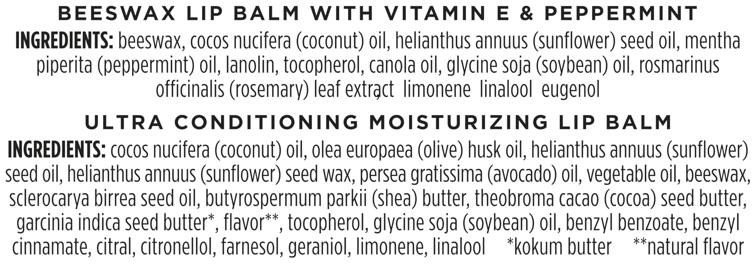 Burt's Bees lip care set contents displayed together