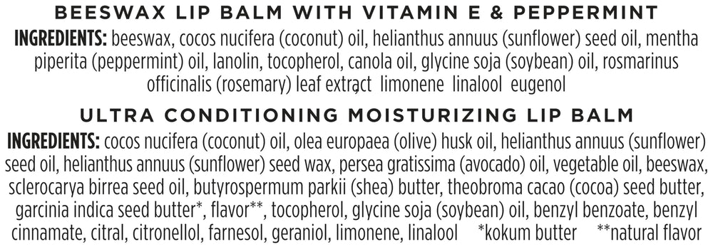 Burt's Bees lip care set contents displayed together