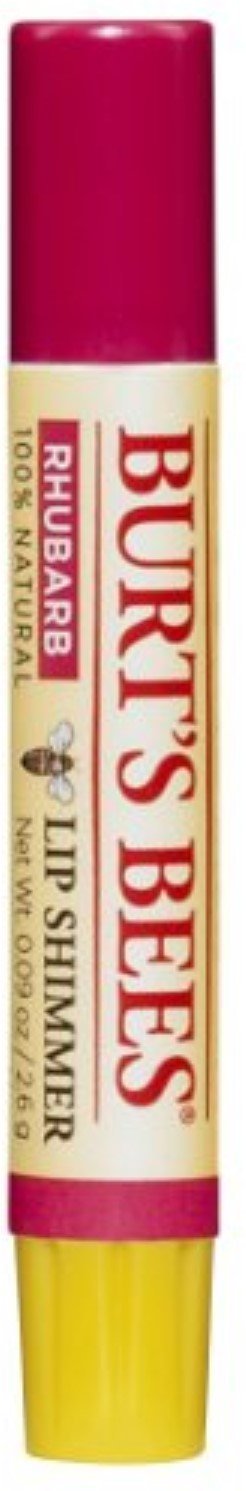 Burt's Bees Lip Shimmer Rhubarb: rosy tint with subtle shine for on-the-go touch-ups.