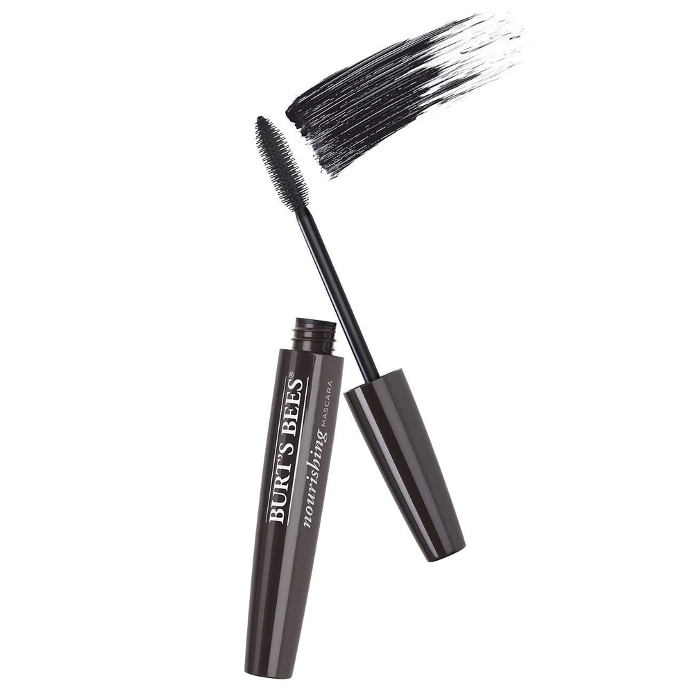 Ingredient highlight shows jojoba oil and glycerin in Burt's Bees mascara.