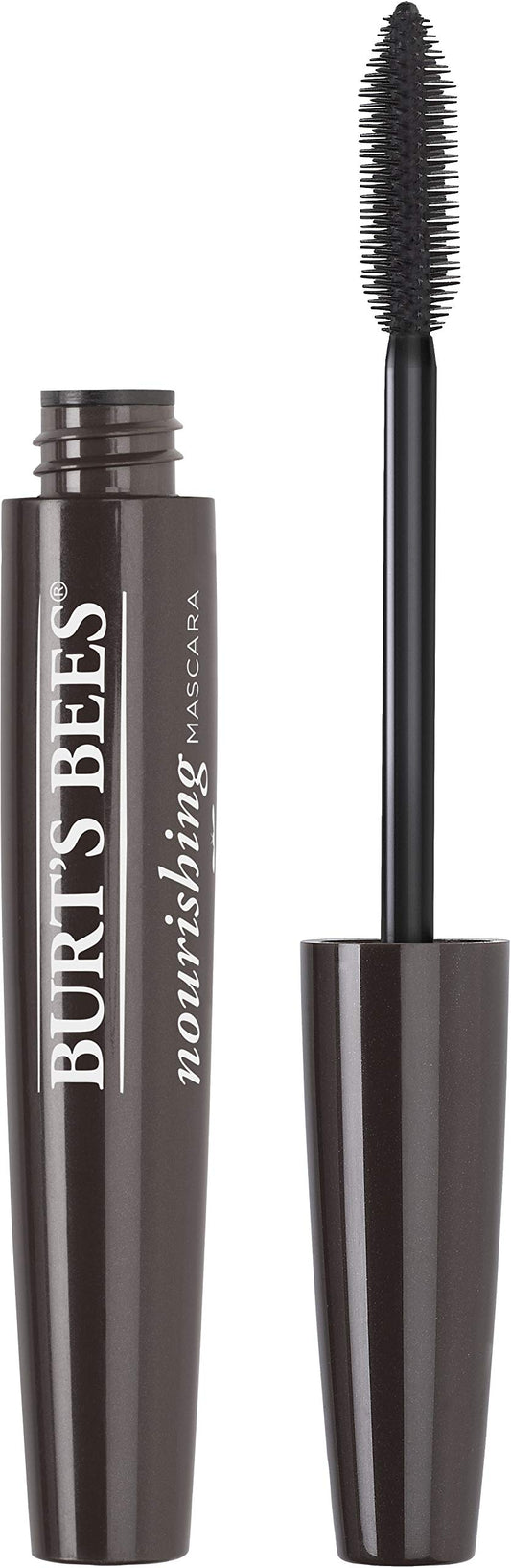 Burt's Bees Nourishing Mascara tube and wand showcased for easy application.