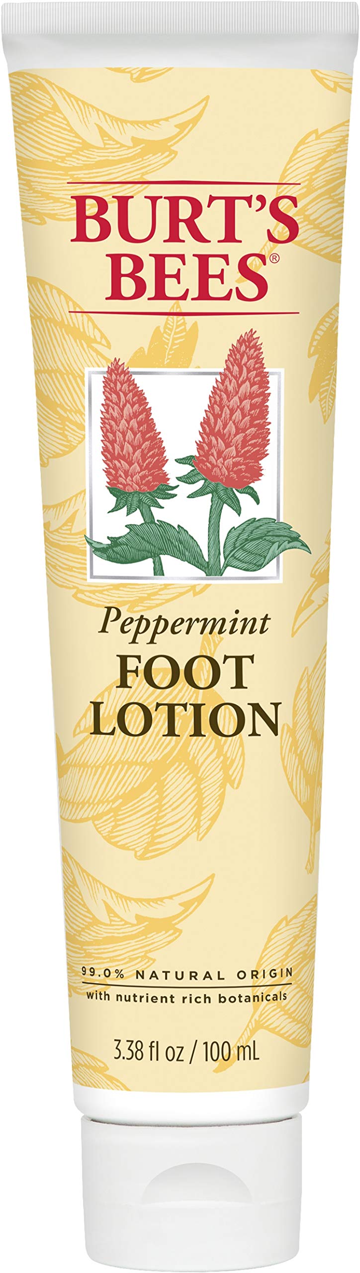 Burt's Bees Peppermint Oil Foot Lotion bottle offers cooling relief for tired feet.