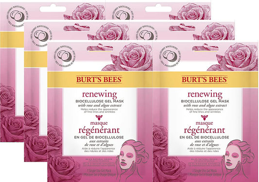 Burt's Bees Renewing Biocellulose mask packaging shown for easy at-home pampering