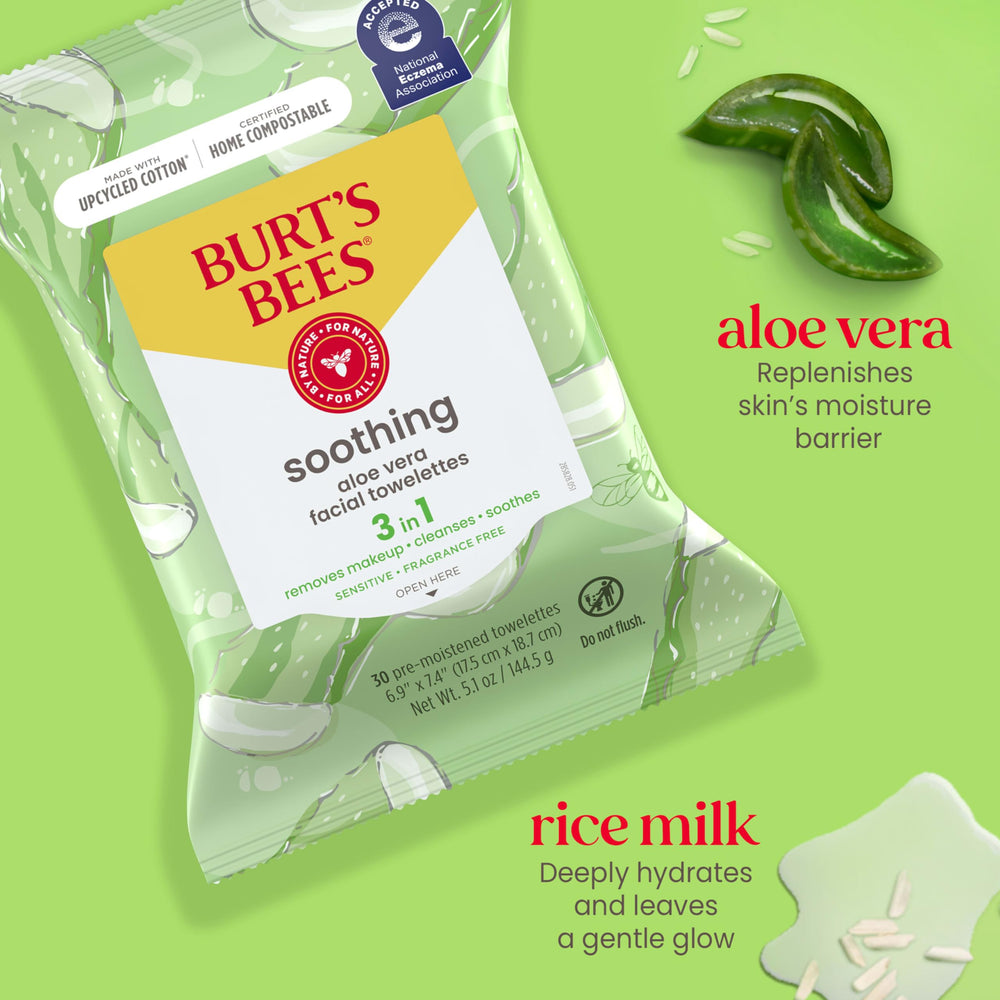 Burt's Bees sensitive skin wipes in use with soothing cleanse
