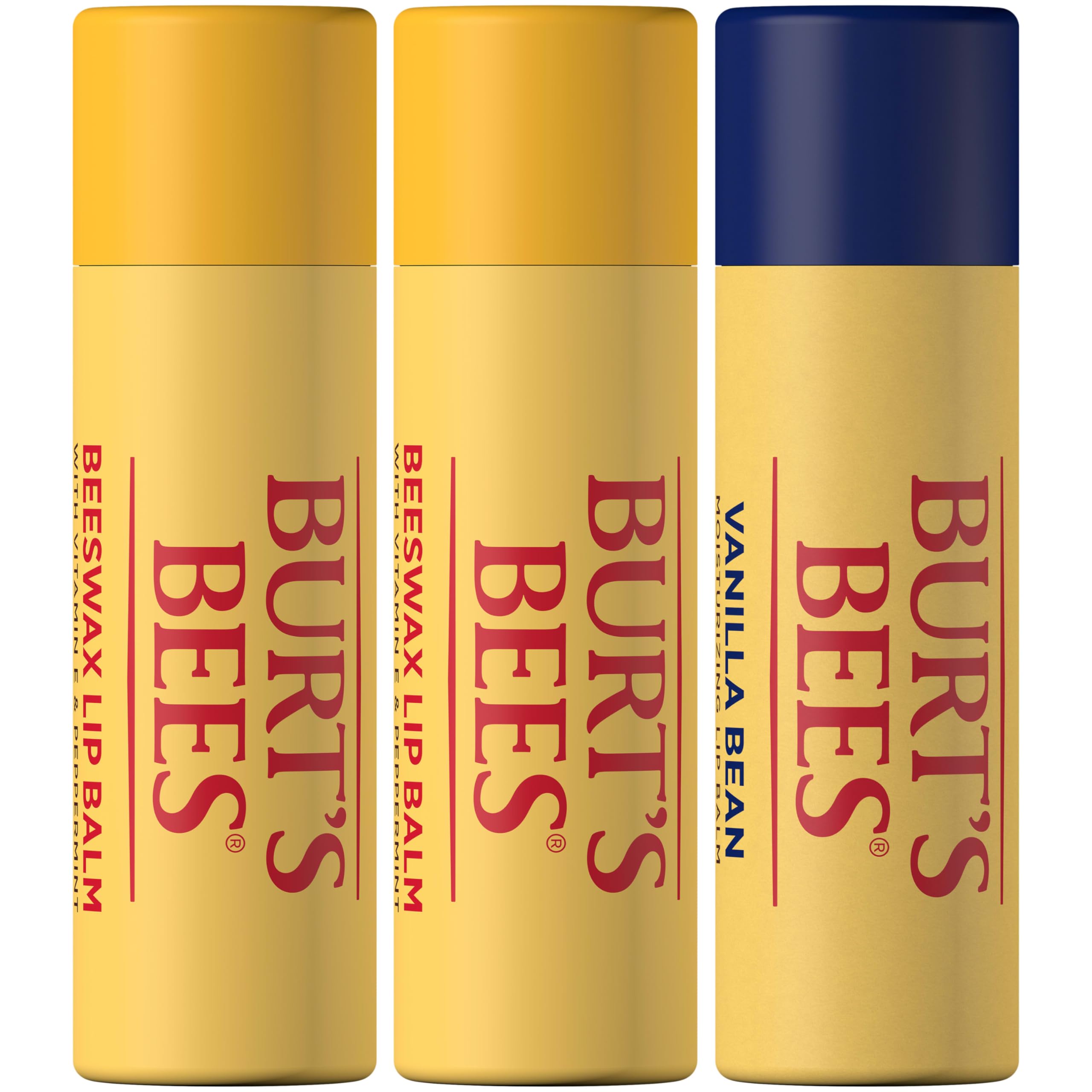 Burt's Bees Vanilla Bean flavor close-up on lip balm.