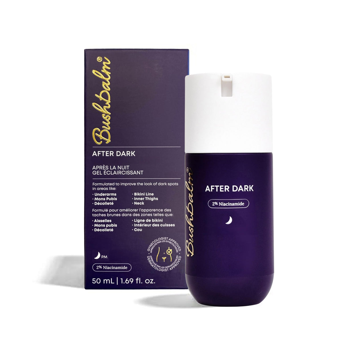 Bushbalm After Dark Brightening Gel bottle for nighttime brightening and even tone