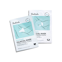 Bushbalm Hydrogel Vajacial Mask packaging shows vegan skincare promise