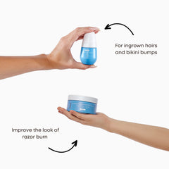 Bushbalm Nude routine step1 scrub application demonstrates exfoliation benefits.