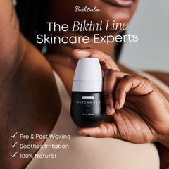 Body use scene illustrates full-body hydration post-shaving or waxing.