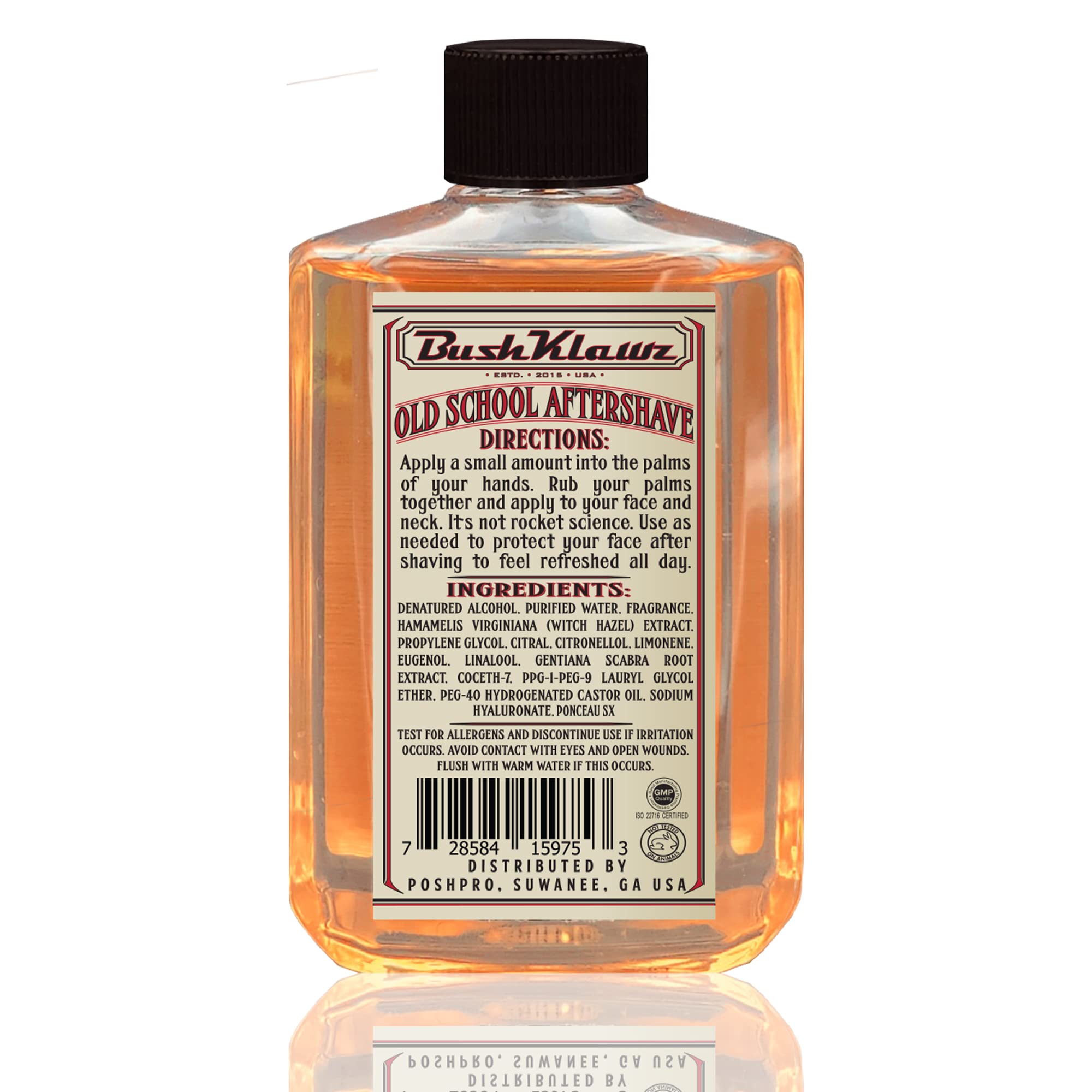 BushKlawz Pacific Prince aftershave bottle delivering a fresh barber-shop vibe after shaving.