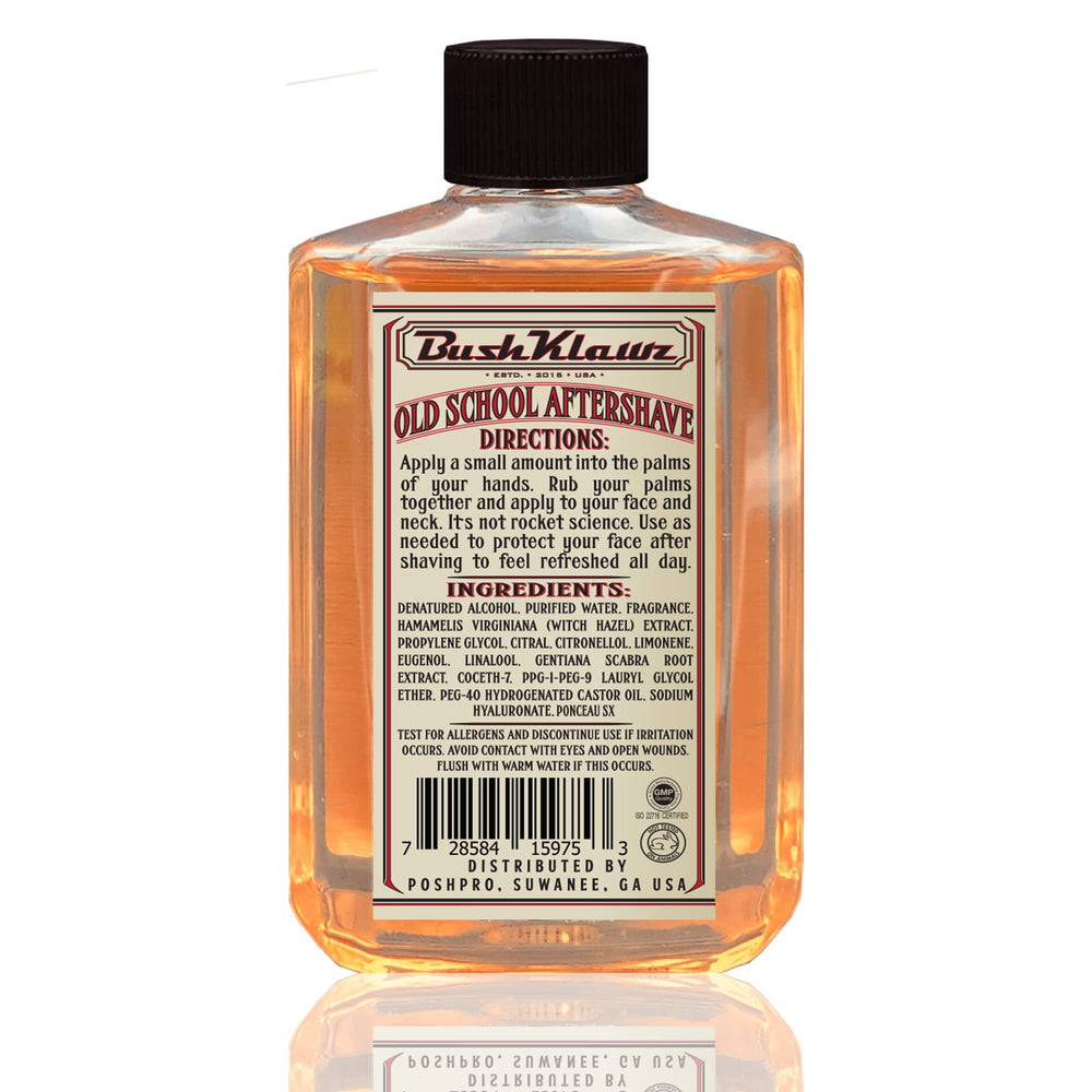 BushKlawz Pacific Prince aftershave bottle delivering a fresh barber-shop vibe after shaving.