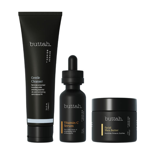 Buttah Shea Butter Jar shows rich moisture for glowing melanin-rich skin.