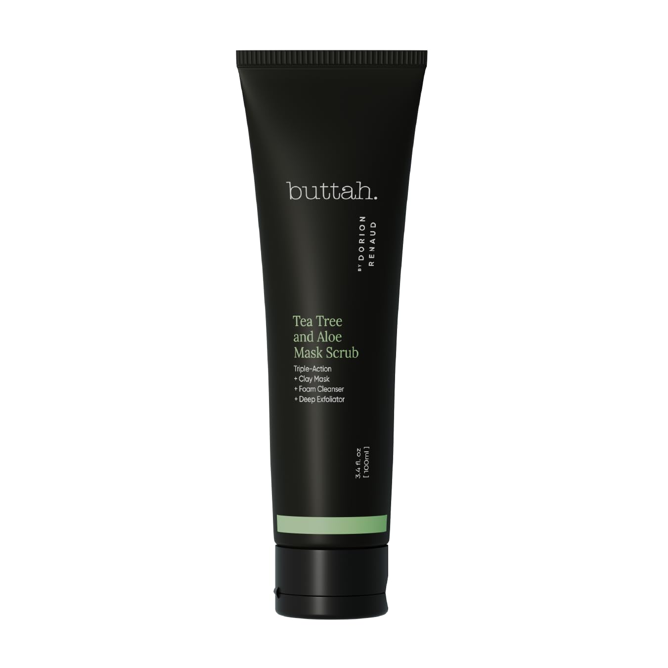 Buttah Tea Tree Aloe Exfoliating Scrub jar closeup showing exfoliating texture for clear balanced skin.