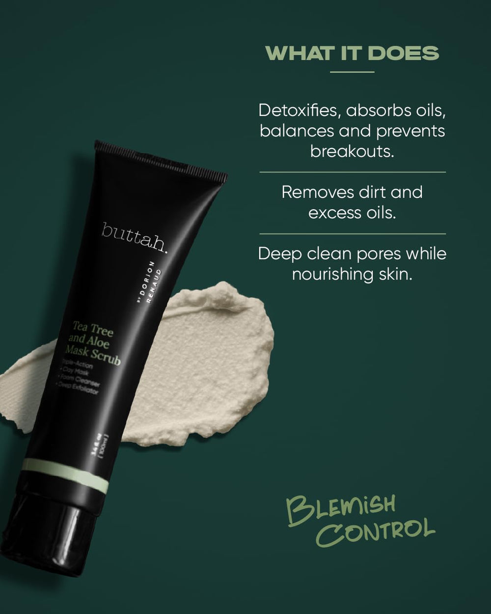 Buttah Tea Tree Oil image implies clarifying cleanse for acne-prone or oily skin.