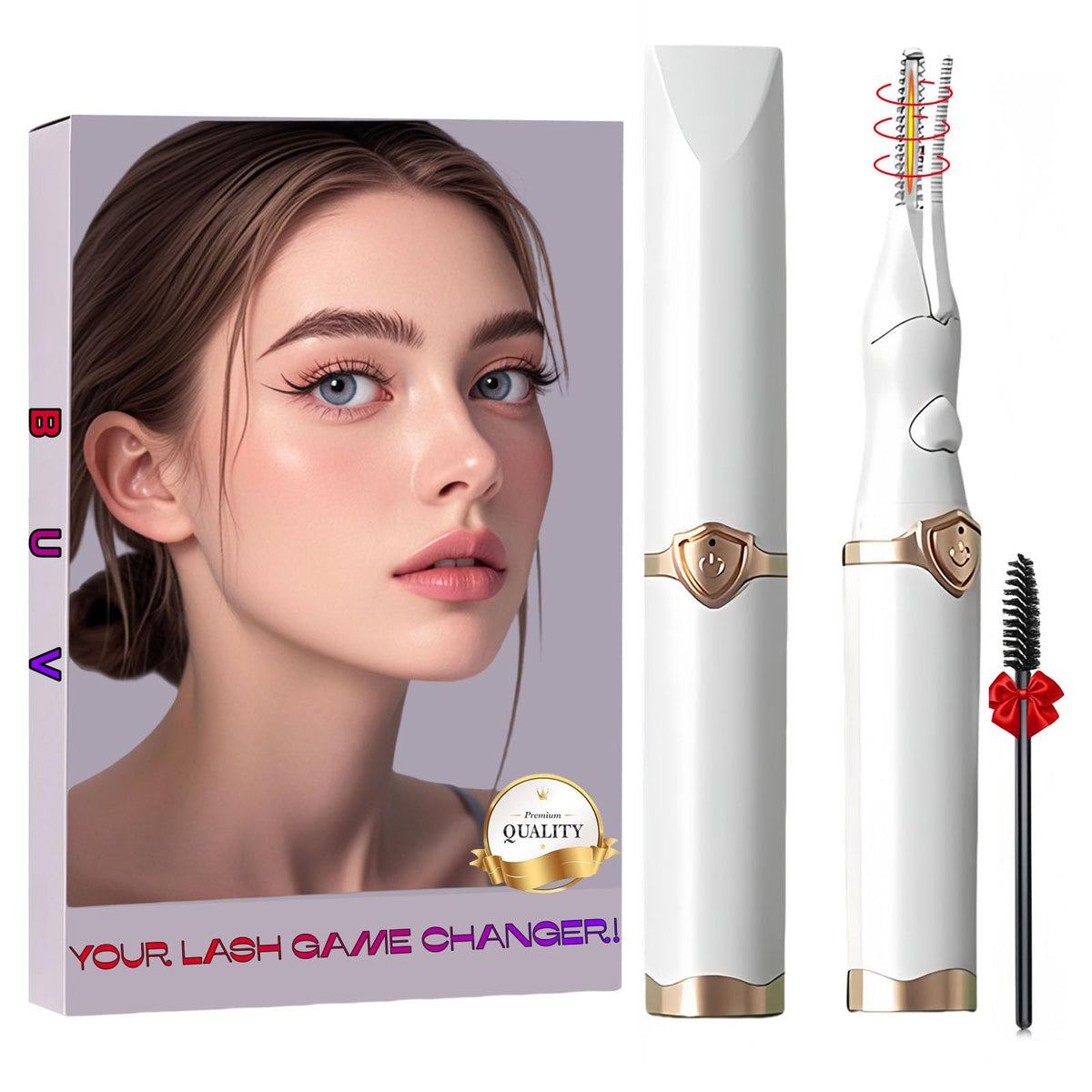 BUV heated eyelash curler with clip-type head delivering quick lift and natural curl