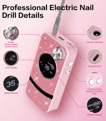 Buways pink rhinestone design adds style to your nail care routine.
