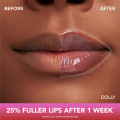 Buxom Dolly hyaluronic acid and peptide complex graphic emphasizes nourishing benefits.