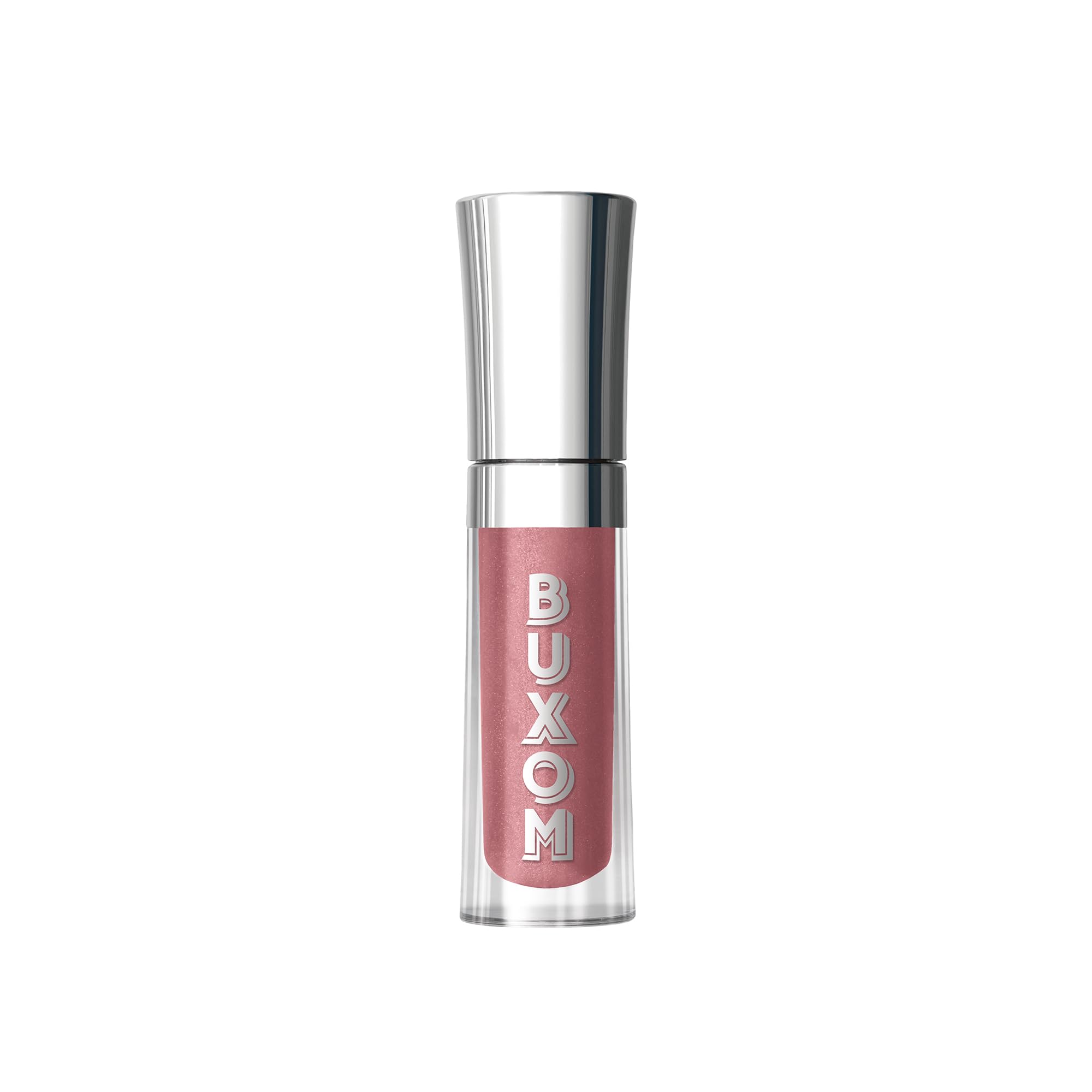 Buxom Full-On Dolly Mini True Mauve Shimmer swatch with plumping shine.