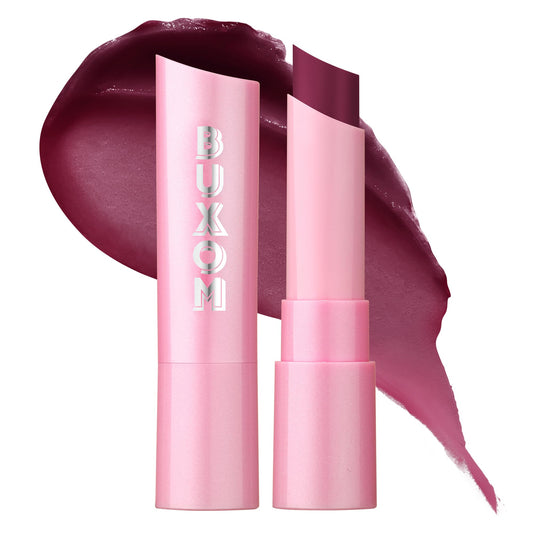 BUXOM Full-On Lip Glow Balm Blackberry Jam tube with rich hydration and plumping tint.