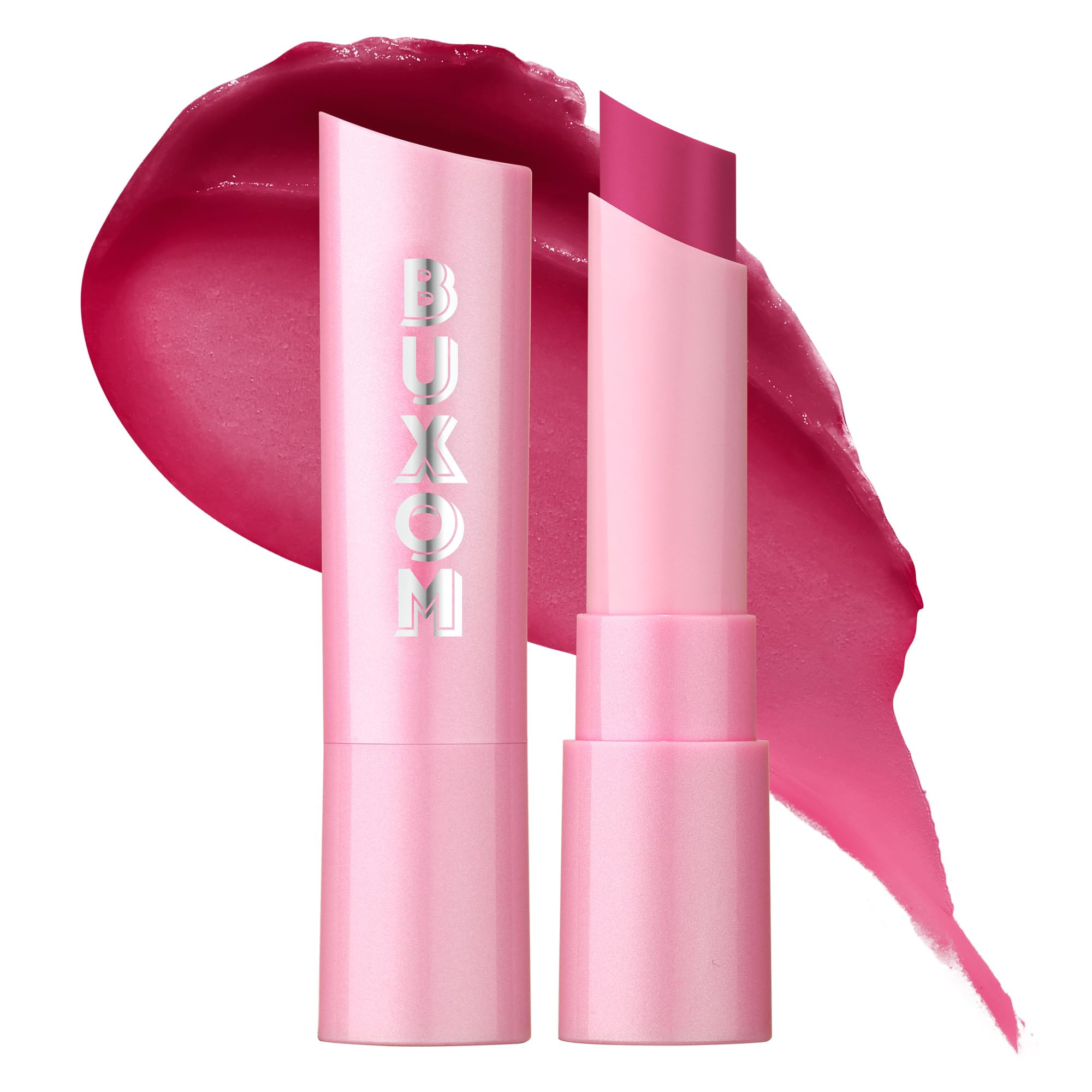 Buxom Full-On Lip Glow Raspberry Glaze bottle showing hydrating plump shine