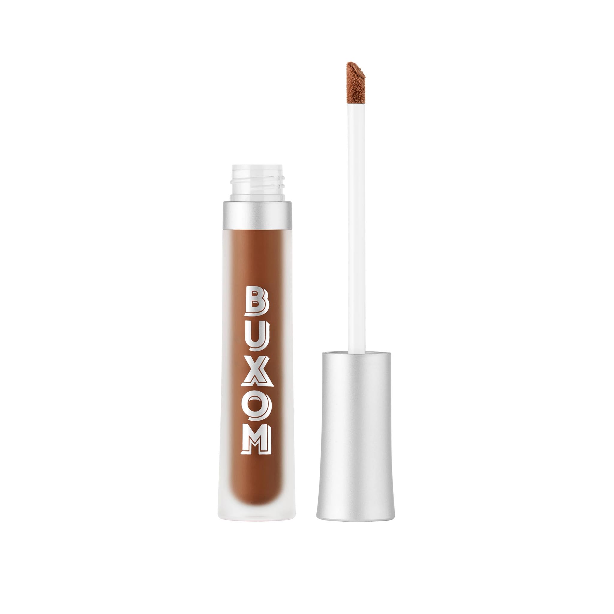 BUXOM After Hours Lip Matte pout close-up showing rich color and blurring matte finish.