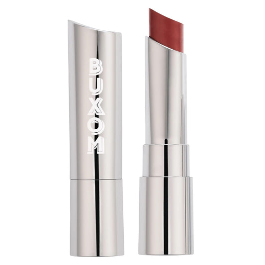 Buxom Full-On Plumping Satin Lipstick Hush Hush swatch reveals rich color