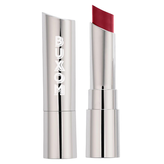Buxom Full-On Sexy Vamp packaging close-up with satin lipstick finish.