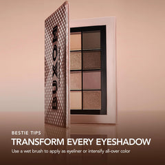 Buxom Iconic Nudes creamy texture swatch enables smooth blending.