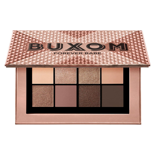 Buxom Iconic Nudes palette front view for versatile day-to-night eye looks.