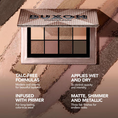 Buxom Iconic Nudes packaging close-up shows travel-friendly compact.