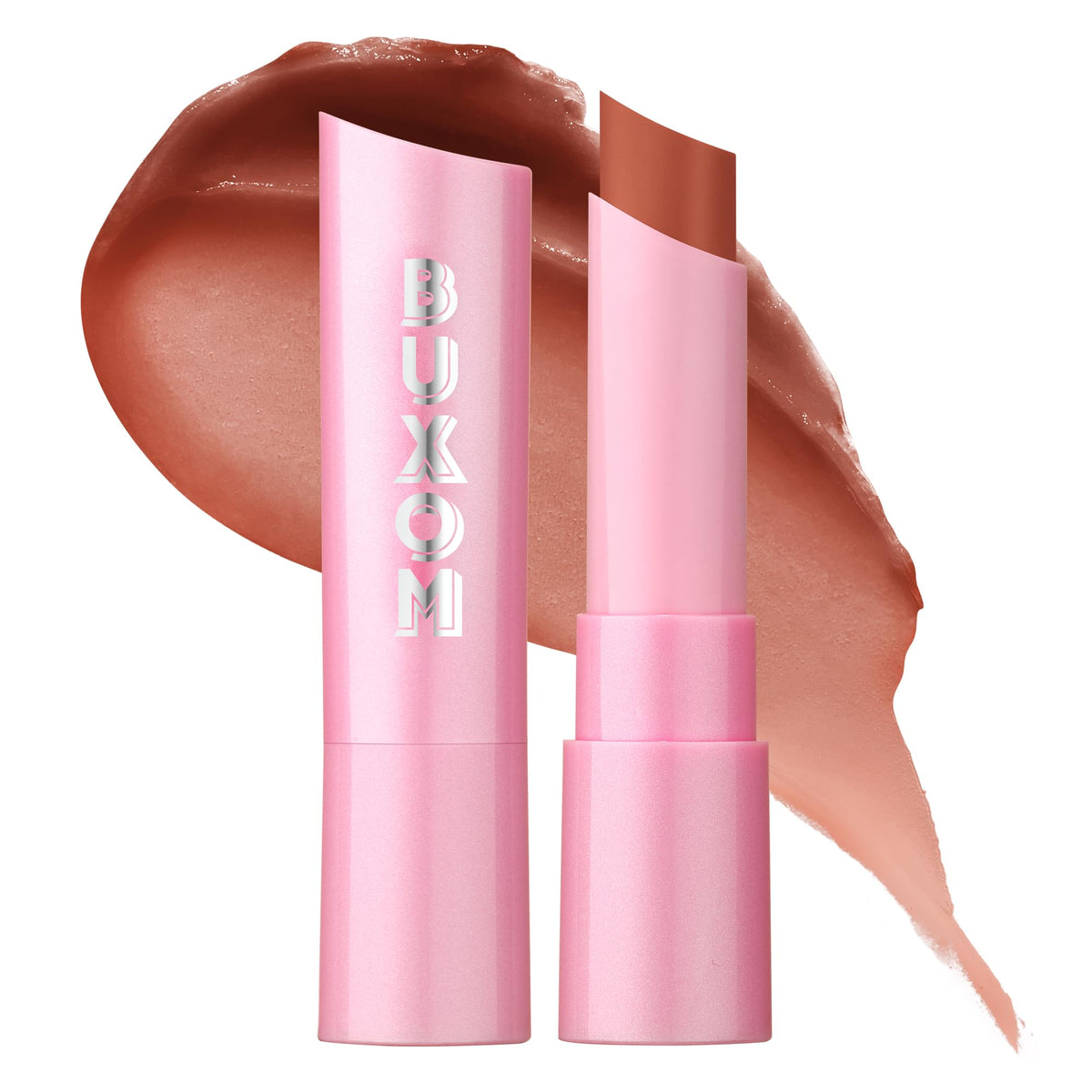 BUXOM Peach Smoothie lip balm delivers a sheer glow with weightless hydration