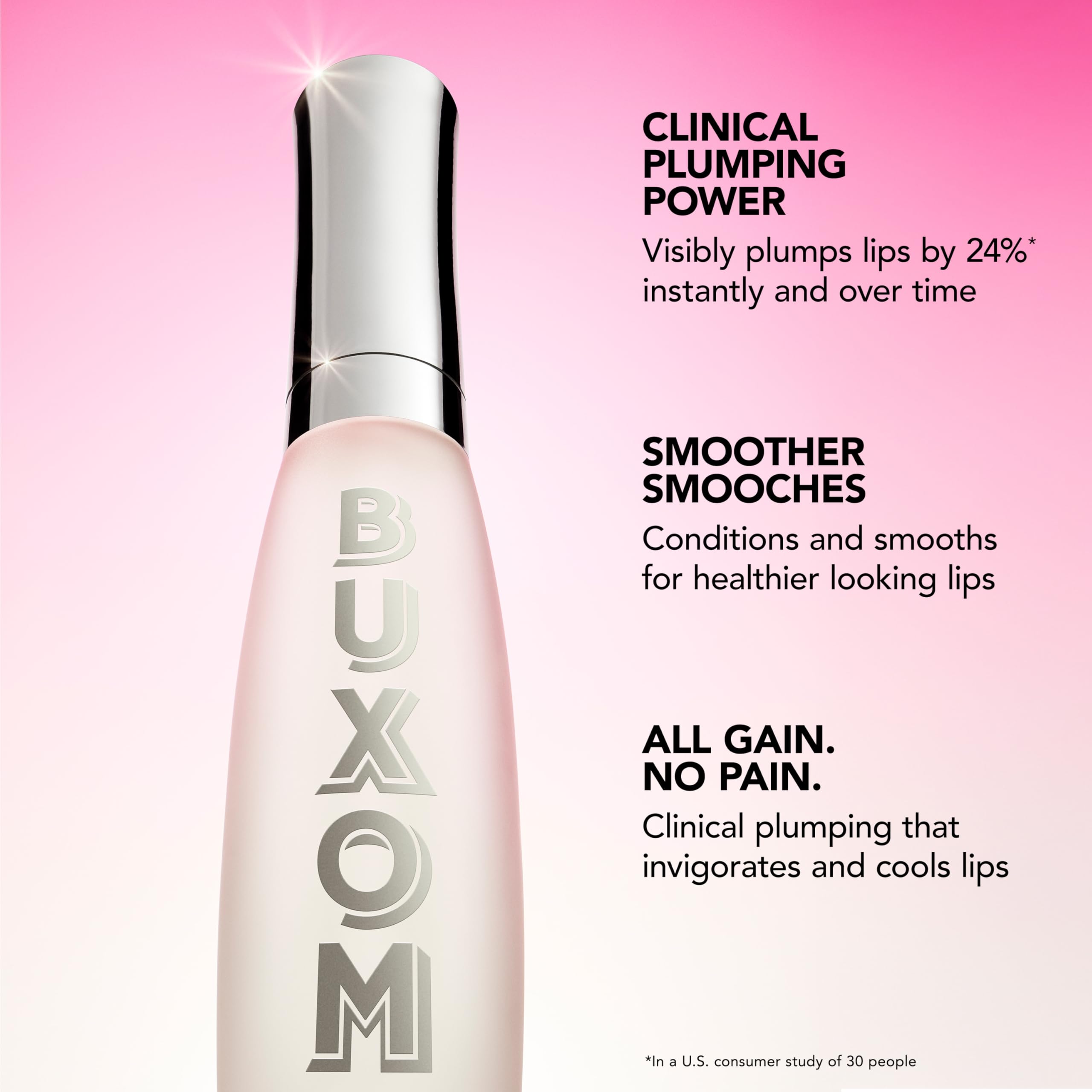 BUXOM packaging emphasizes cruelty-free, paraben-free formulation and care