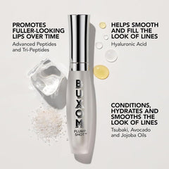 Buxom Plump Shot serum texture close-up showing hydrating formula.