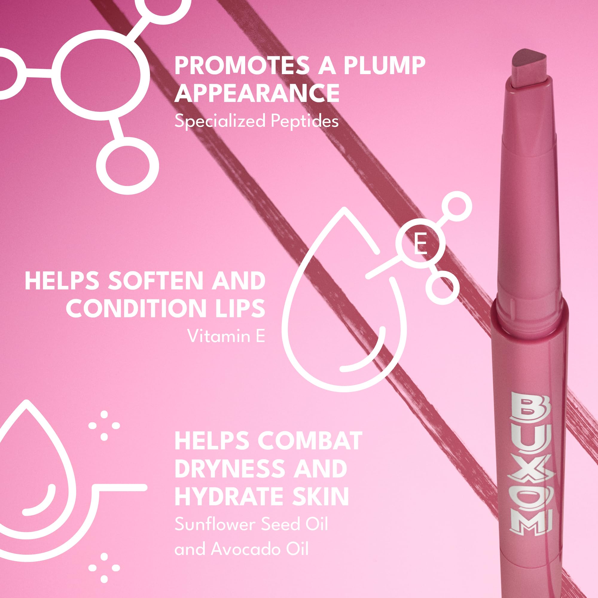 Peptides and hydrating oils in Dolly Light liner for lip comfort