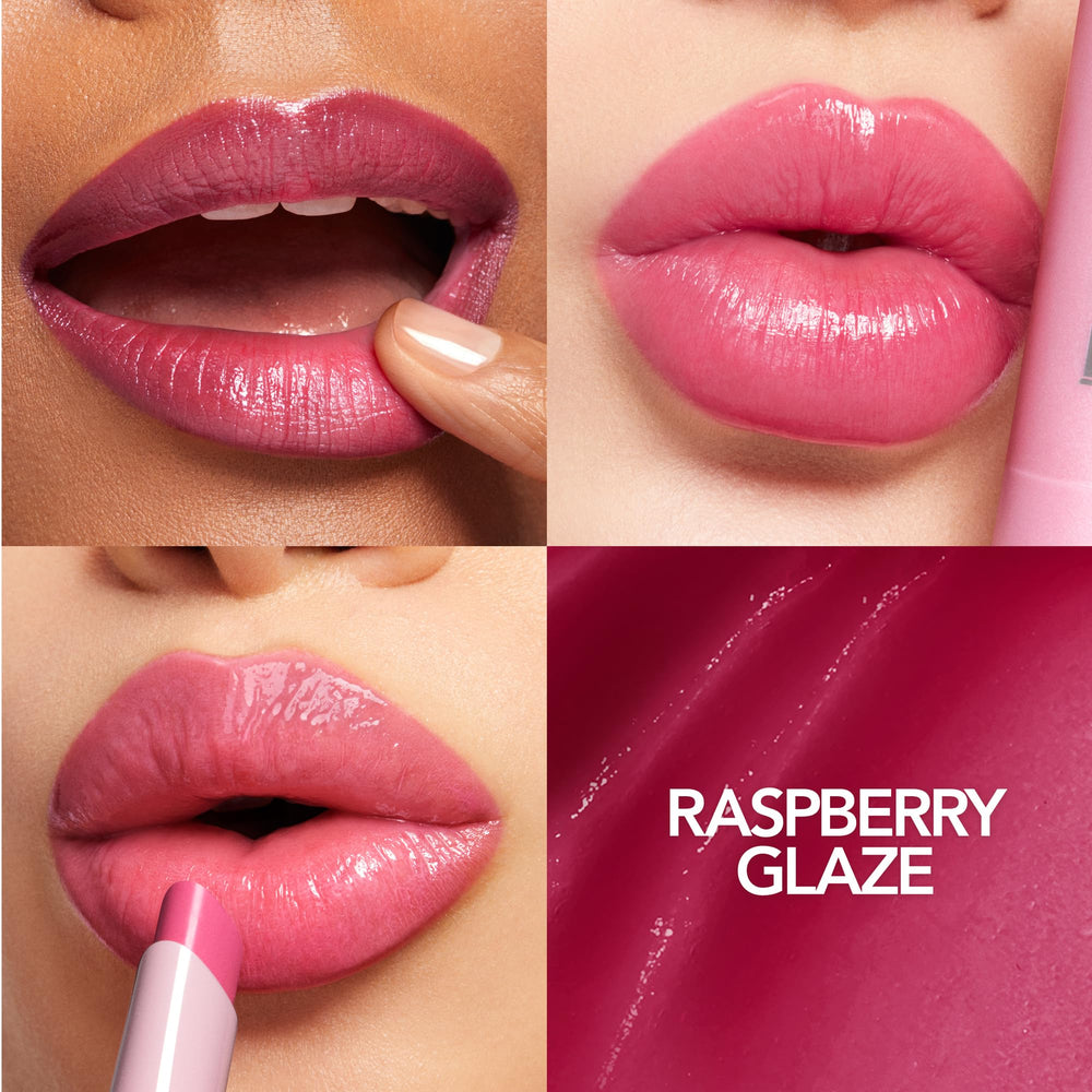 Buxom Raspberry Glaze lip swatch with subtle, dewy color